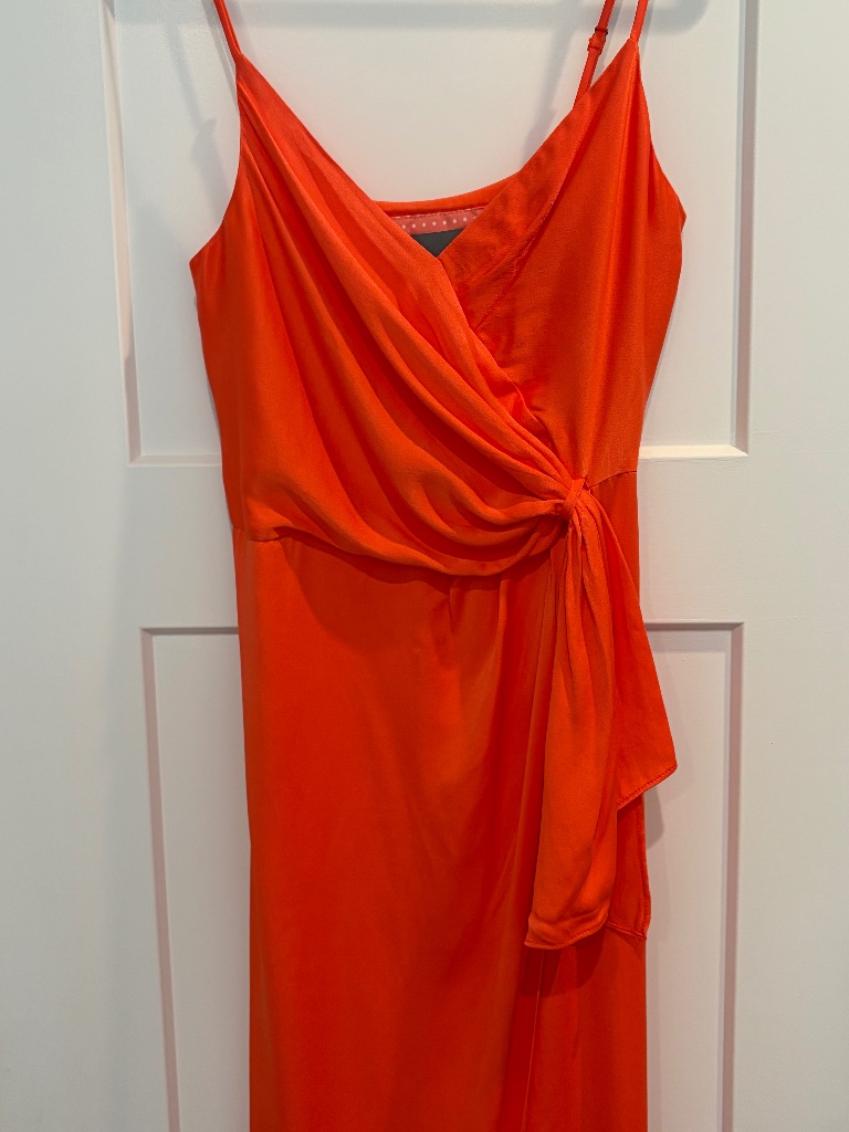 Orange Anthro Midi Asymmetrical Dress